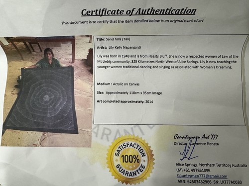 Sand Hills (Tali) Aboriginal Dot Painting By Lily Kelly Napangardi (1947-) COA - Bild 5 von 6