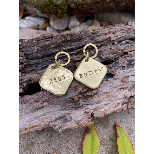 THICK Pet ID Name Tags Highest Quality Custom Hand-Stamped Brass Collar Heavy - Picture 7 of 10