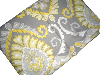 POTTERY BARN PB TEEN DORM DECO MEDALLION PAISLEY GRAY YELLOW TWIN DUVET 68X86
