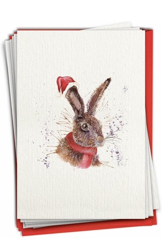 NobleWorks Set of 12 Christmas Greeting Cards with Envelopes Bunny