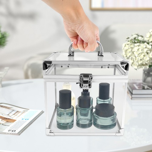 Makeup Box Clear Cosmetic Case with Latches and Handle Toiletry Organizer༯ - Picture 22 of 22