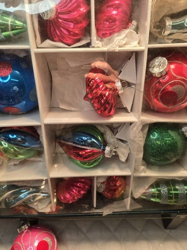 Vintage Box Of 18 Very Large Blown Glass Christmas Ornaments " Lauschaer... - Picture 8 of 15