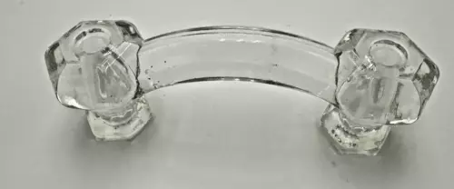 VTG Clear Glass Dresser Drawer Cabinet PULL Handles Hexagon 6 point 4.5"