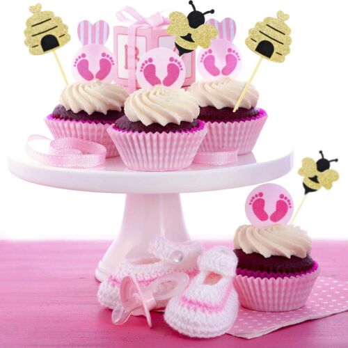 Charming Glitter Bee Cake Picks - 50 Pcs Birthday & Bridal Shower Decorations - Picture 6 of 9