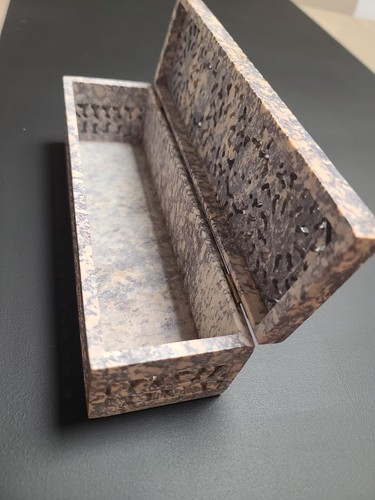 Indian Vintage Soapstone Carved Storage Rectangular Jewelry Marble Box - Picture 10 of 10