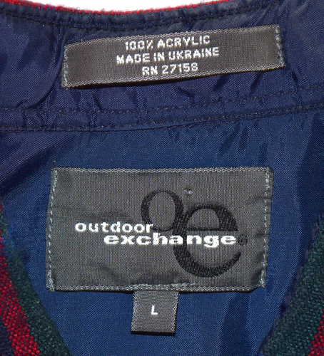 Vintage Plaid Flannel Shirt Outdoor Exchange Size L/XL 90s Magenta Blue Window - Picture 6 of 7