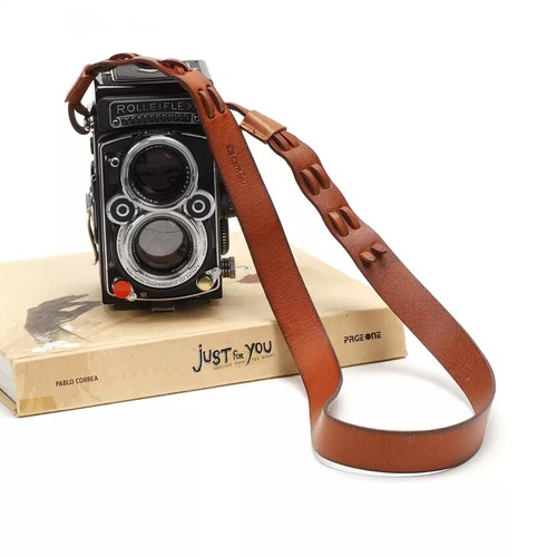 Tracolla regolabile per fotocamera in vera pelle per Rollei Rolleiflex TLR - Foto 12 di 21