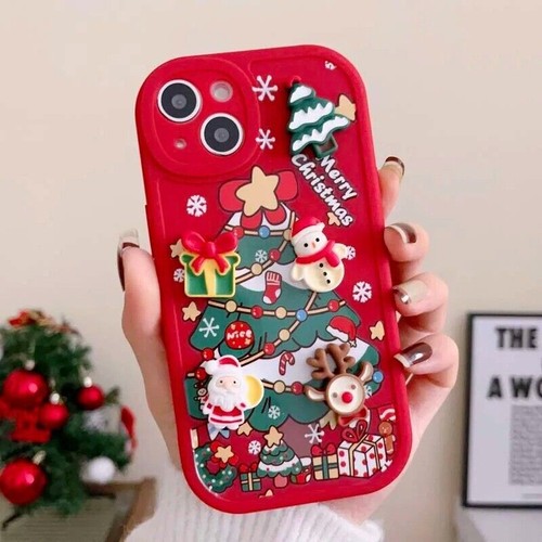 Cute Cartoon 3D Christmas Case Cover For iPhone 16 Pro Max 15 14 13 12 11 7 8+ - Photo 8 sur 8