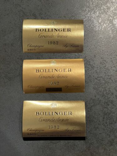 3 Étiquettes neuves anciennes Champagne France BOLLINGER Récolte 1982 - Picture 1 of 8