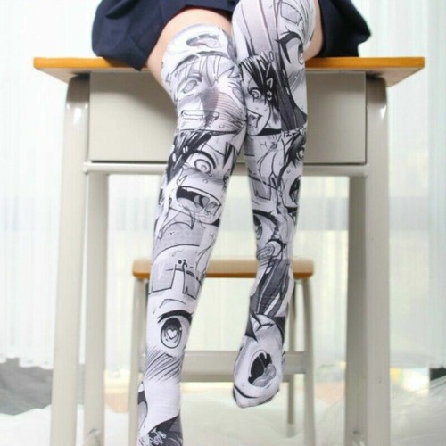 Lady Girls Japanese Thigh High Socks Stockings Over Knee Lolita Kawaii Cute Slim - Picture 8 of 13