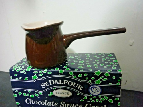St. Dalfour Chocolate Sauce Crock Brown Vintage New