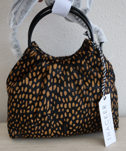 Thacker H0361CBD Carmel Spotted Dyed Cow Fur Leather Kara Crossbody Purse $188 - Picture 2 of 15