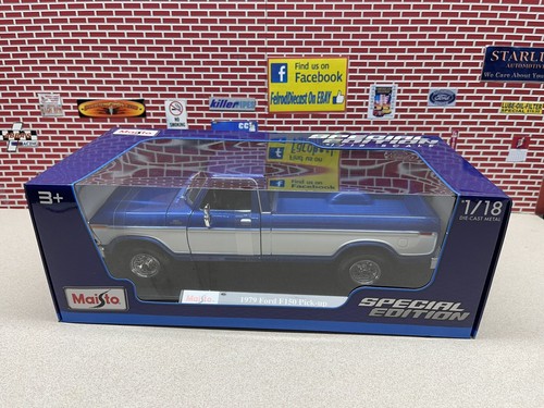 1/18 Maisto 1979 Ford F150 Pick-up Truck Blue / White Diecast Special Edition - Picture 14 of 16