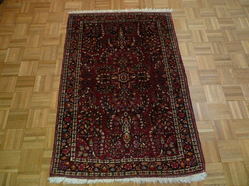 Alfombra oriental Saruk antigua roja anudada a mano 3'5 X 5'2 G1921 - Imagen 1 de 6