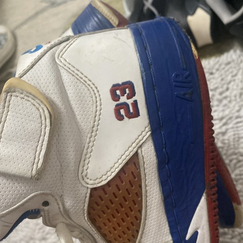 Size 4.5 Youth- Jordan Fusion 5 Varsity Red Blue Ribbon - Picture 11 of 13