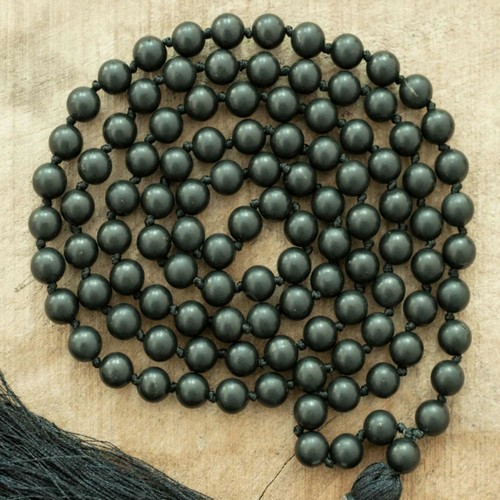 8mm Natural Shungite beads 108 knot necklace Beaded Handmade Mental - Picture 4 of 4