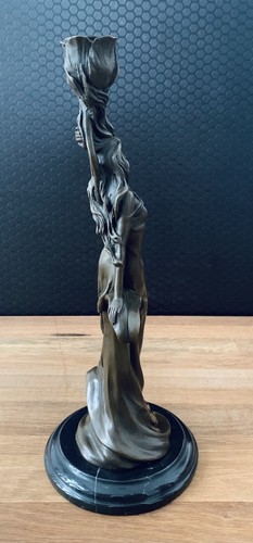 Kerzenleuchter Jungfrau 33 cm Bronze Leuchter Skulptur Frau Antik Stil Statue - Bild 7 von 9