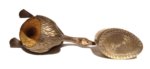 Caja de tuercas de betel cisne de metal plateado reposé del sudeste asiático vintage - Imagen 14 de 15