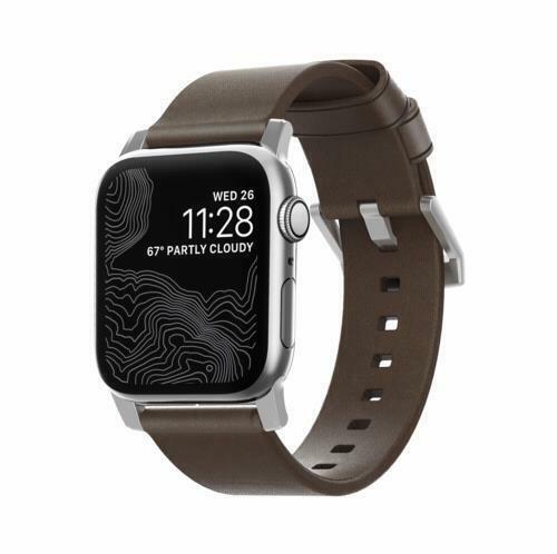 Nomad Strap Modern Leder Armband für Apple Watch 38/40mm (Conn. Silber) Braun - Zdjęcie 10 z 18