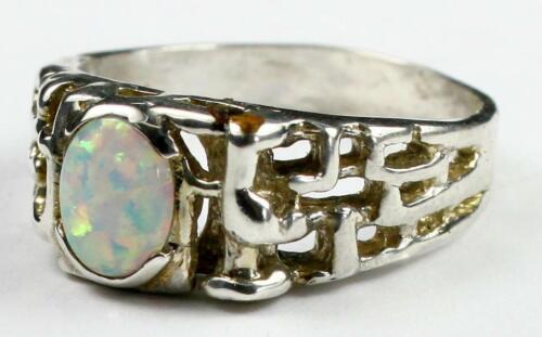 Anillo pepita de plata esterlina 925 para hombre, ópalo blanco creado, SR197 - Imagen 2 de 5