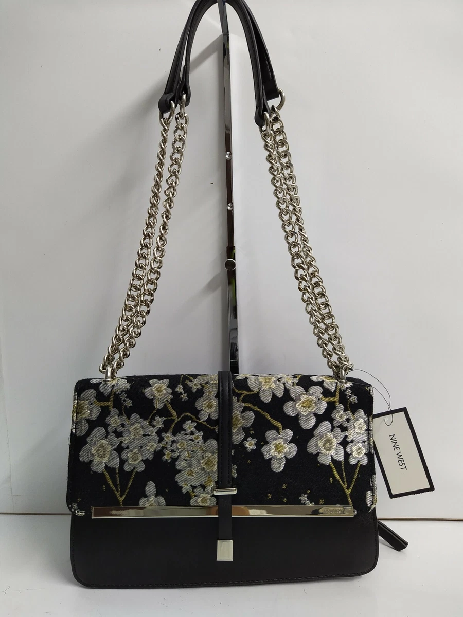Nine West Cheery Blossom Embroider Chain Strap Crossbody Shoulder Bag NWT
