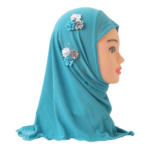 Muslim Kids Headscarf Hijab Caps Amira Wrap Shawl Girls Hijab Scarf Islamic 2-6Y - Picture 55 of 100