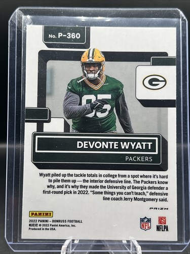 2022 Panini Donruss - DEVONTE WYATT RATED ROOKIE PREVIEW SILVER PRIZM #P-360 - Bild 3 von 3