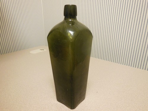 ANTICA BOTTIGLIA GIN CASSA 9-1/4" VERDE OLIVA ANTICO - Foto 3 di 7