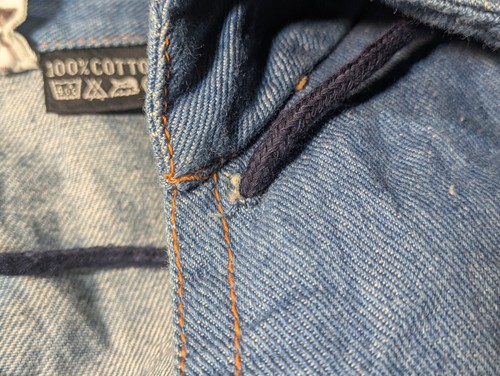VTG 70s Mens Denim Lace Pullover Hippie Shirt Jacket 40 Macao Boho - Picture 6 of 8