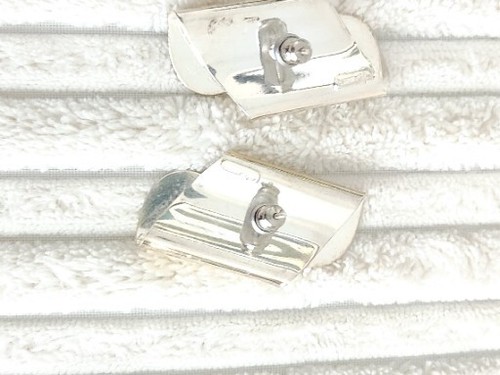925 Sterling Silver Pierced Earrings folded Statement 1.5" - Picture 11 of 12