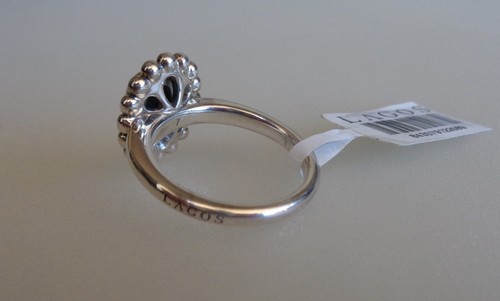 LAGOS Caviar Sterling Silver 18k Yellow Gold High Bar Oval Dome Ring Size 7 NEW - Picture 12 of 19