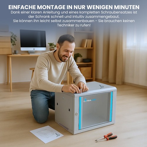 Extralink Szafka sieciowa Szafka serwerowa Obudowa ścienna 19" 9HE 600x600 Szara - Zdjęcie 4 z 8