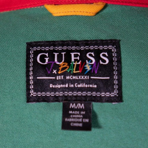 Guess J Balvin Vibras Denim Jacket Mens Medium Colorblock Y2K Moto Biker Trucker - Picture 3 of 8