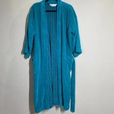 VTG Perry Ellis Portfolio Green with Black Silver Geometric Print Robe One Size