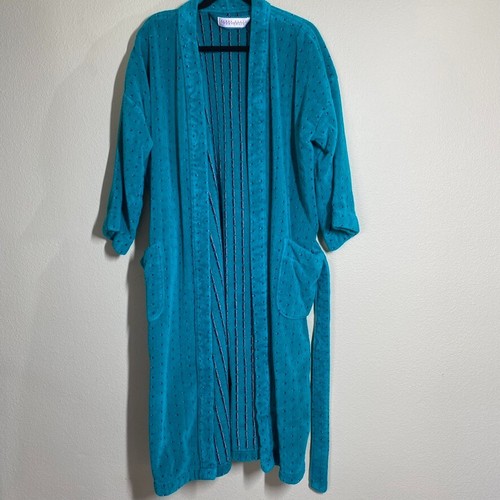 Vintage Perry Ellis Portfolio grün mit schwarz silber geometrischem Muster Morgenmantel Einheitsgröße