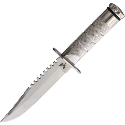 Combat Ready Survival Fixed Knife 4.63" Sawback Stainless Blade Aluminum Handle - Picture 2 of 3