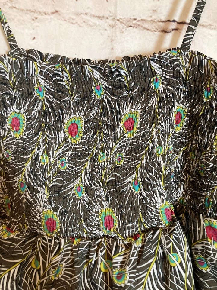 Vestido Liberty of London Mujer Grande Estampado Pavo Real En Niveles Pajarita Mangas Calado Foto 3 de 4