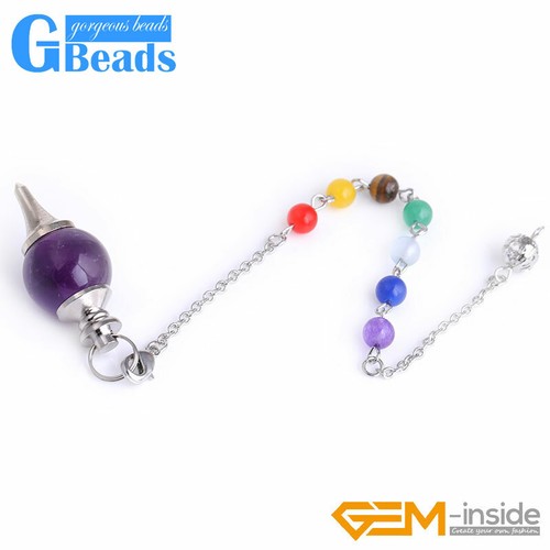 Necklace Ball Dowsing Chakra Quartz Pendulum for Divination Pendant Charm Stone - Picture 14 of 57
