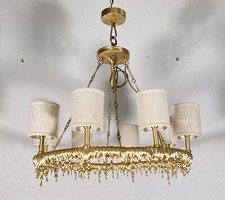 LAMPADARIO MODERNO FERRO 8 LUCI SCIOLTO ANNI 2000 LAMPADA SOFFITTO OTTONE LAMP