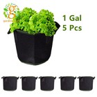 5 Pk 1gal Grow Bags with Handles Plant Fabric Pot Nursery Soil Bag with Gloves