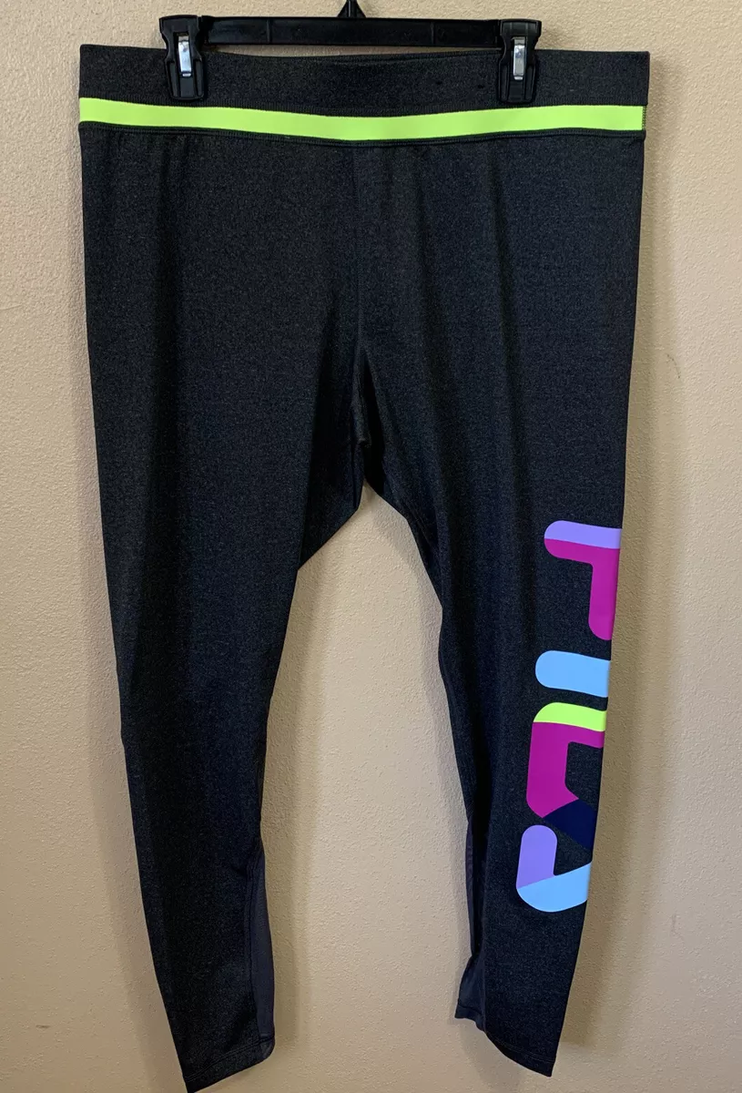 Fila Sport Womens Live in Motion Elastic Waist Activewear Leggings Size XL  gray