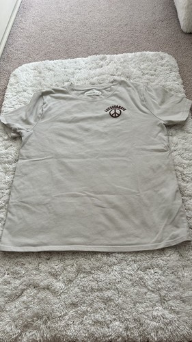 2 Abercrombie & Fitch Girls oversized graphic logo tee Tan & Cream size 11/12 - Picture 2 of 5