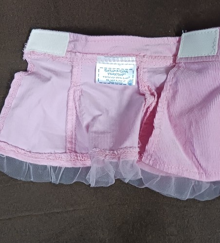 Build A Bear Workshop Skirt Pink Mini Corduroy Pleated Ruffle Lace Sparkles BABW - Picture 2 of 3