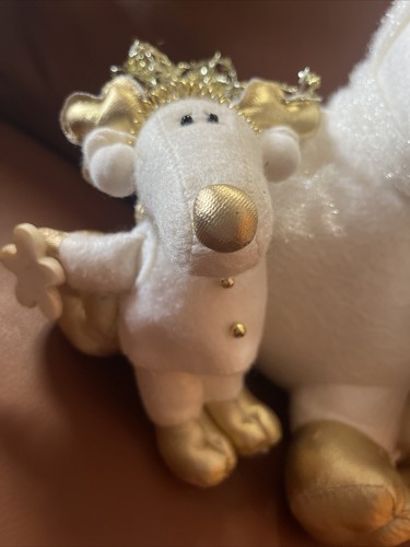 Reindeer Plush Family Of 3 white gold 17” X 11” Christmas Quality - Picture 2 of 4