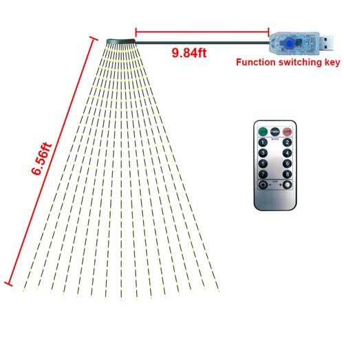 320 LED Waterfall String Lights Christmas Tree Decor Home Yard USB Fairy Lights - Picture 11 of 12