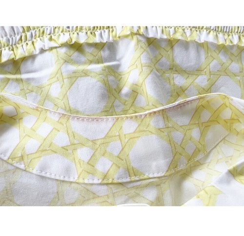 Nuevo con etiquetas Top Ann Taylor estampado de ratán peplum pequeño lazo trasero sin mangas amarillo blanco - Imagen 6 de 6