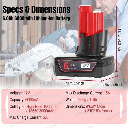 For MіІwaukее M-12 12 Volt 6.0 AH Red Lithium Replacement Battery NEW 48-11-2440 - Picture 8 of 12