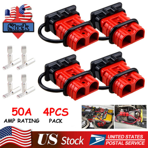 4xPack 12V Auto Car Battery Quick Connect Disconnect Plug Winch Connector 50A US - Afbeelding 1 van 16