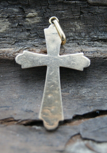 † 1900er GELBGOLD KATHOLISCHES BRUSTKREUZ & ROTER GRANAT ANHÄNGER CHARM FRANKREICH † - Bild 2 von 15