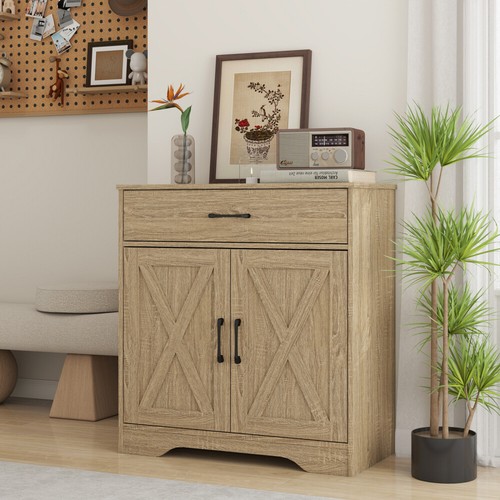 Wooden Cabinet Drawer and 2 Doors Storage Sideboard Farmhouse Entryway Cupboard - Picture 29 of 84